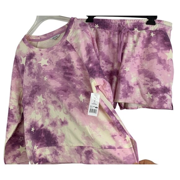 New Wildfox Sleep Tie-Dye Stars Lounge Short Sweatshirt Set M Purple RD10181 $16 - Picture 7 of 9